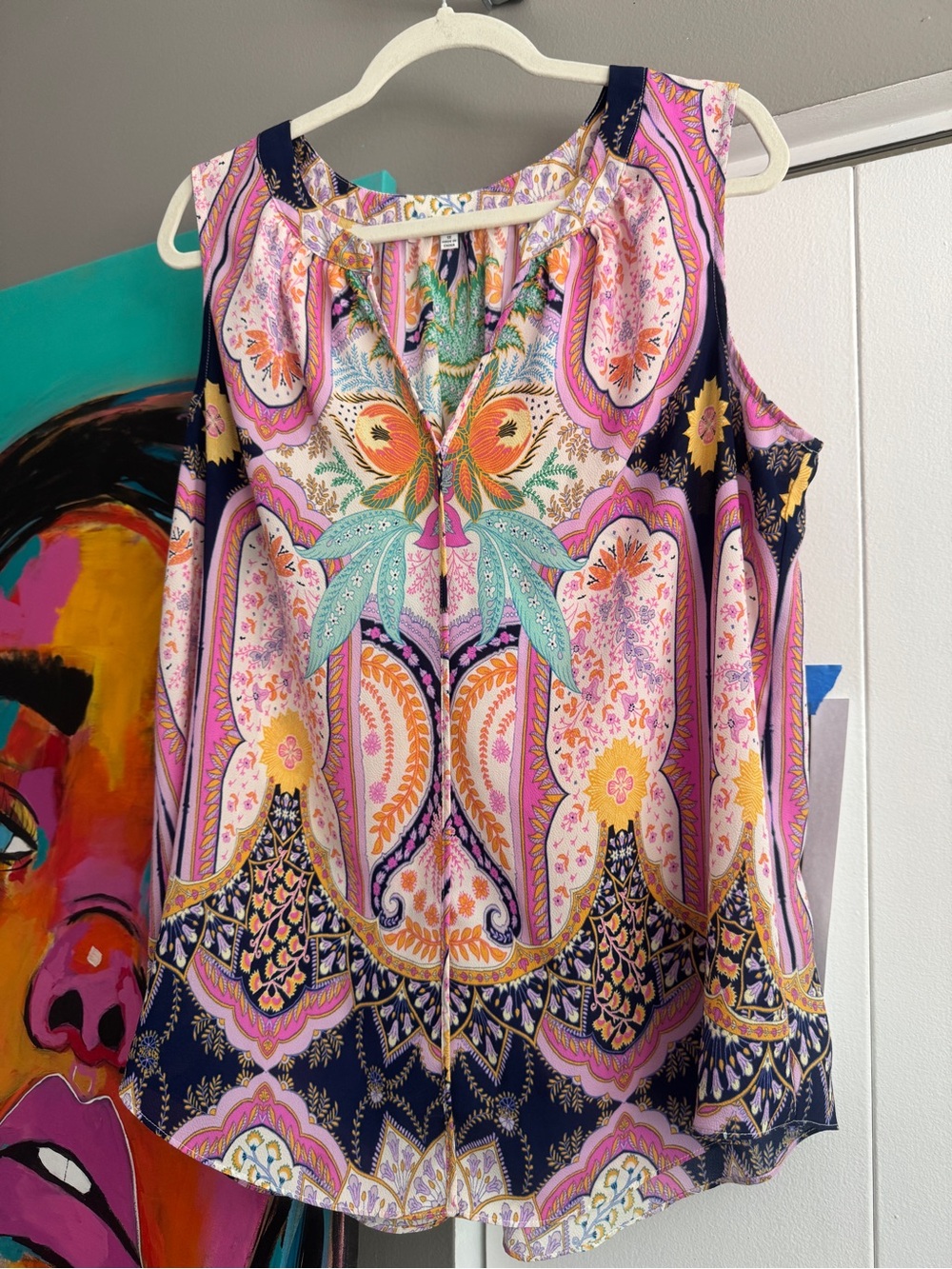 Rose & Olive Multicolor Floral Print top boho chic size 1X
